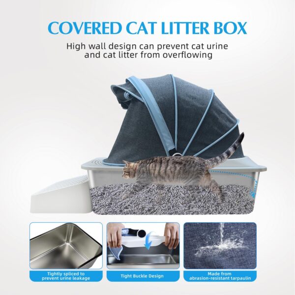 Cloth Cover Type Cat Litter Box,fully Enclosed, Anti-splash, Easy To Clean, Extra Large Widened And Thickened Pet Stainless Steel Cat Litter Box - Image 7