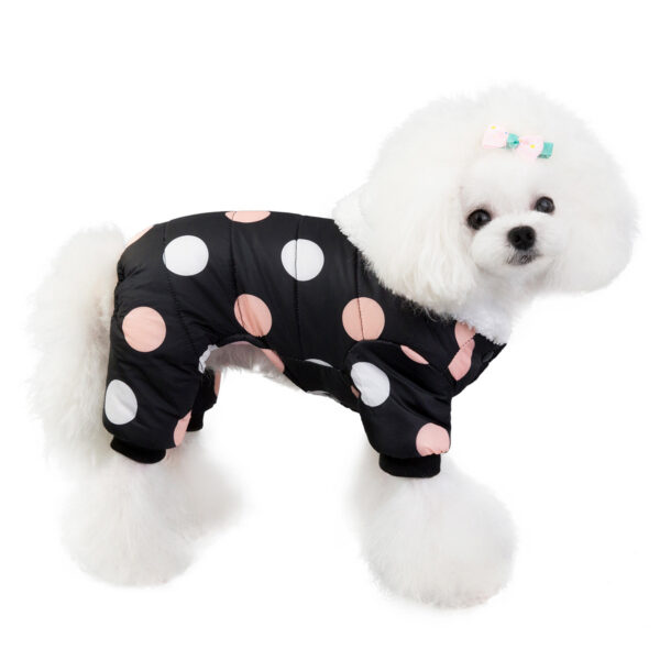 Warm big polka dot four-leg cotton coat - Image 4