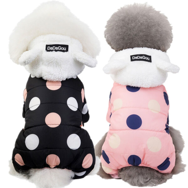 Warm big polka dot four-leg cotton coat - Image 6