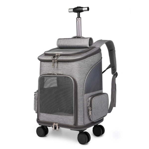 Portable Folding Trolley Pet Backpack Traveling Cat Backpack With Universal Wheel Trolley Pet Bag - Image 3