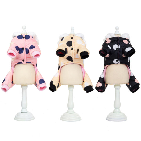 Warm big polka dot four-leg cotton coat - Image 8