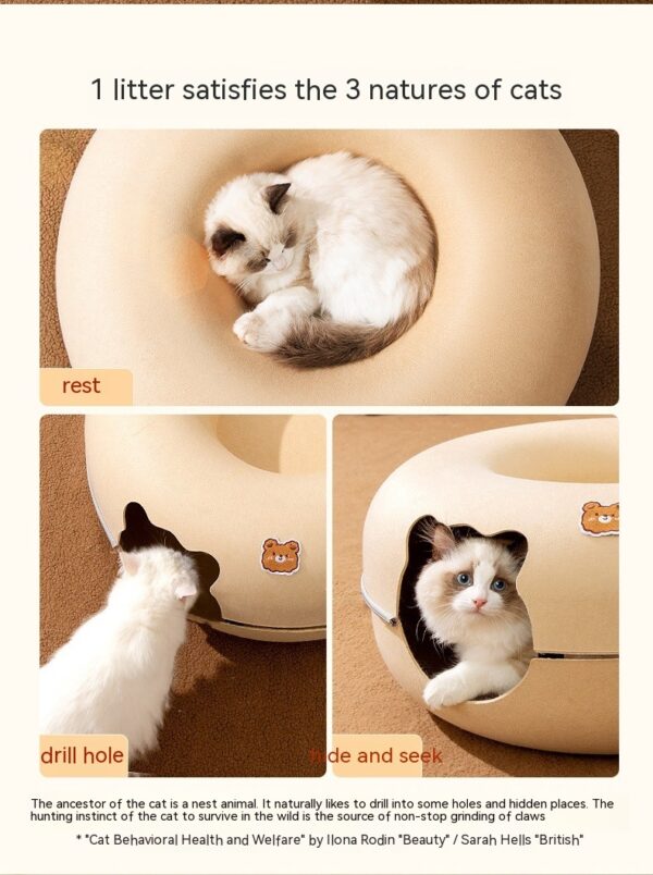 Animal-shaped Felt Zipper Cat Nest - Image 4