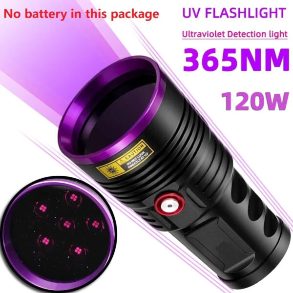 Six-core 365nm High Power UV Purple Light Aluminum Alloy Torch - Image 10