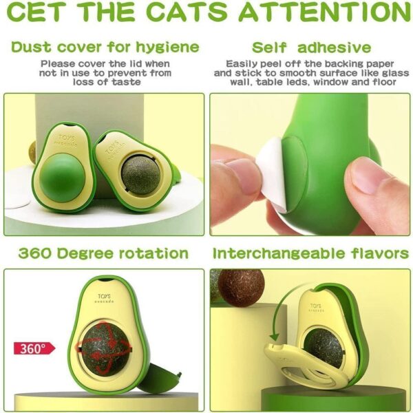 Cute Avocado Catnip Toys Cat Teeth Cleaning Toy Cat Supplies Catnip Mini Cat Treat Toys Interactive Pet Toys Pet Products Pet Avocado Ball Cute Funny Mint Cleaning Teeth Toy For Cat Supplies - Image 9