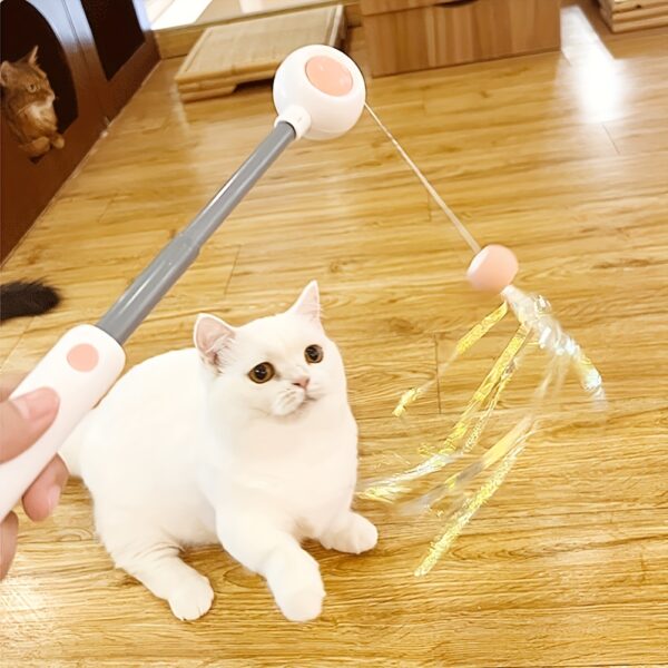 Cat Teaser Stick, Retractable Cat Wand With Replacement Head, Cat Feather Toy, Cat Interactive Toy For Indoor Cats For Relief Boredom And Exercise - Image 2