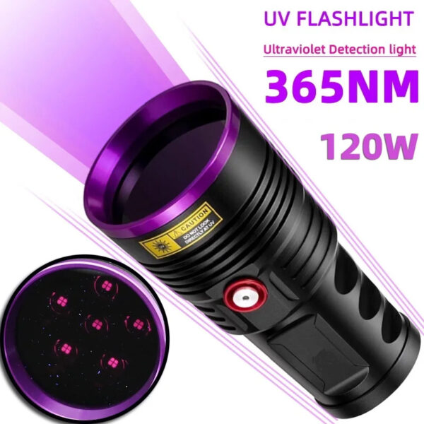 Six-core 365nm High Power UV Purple Light Aluminum Alloy Torch