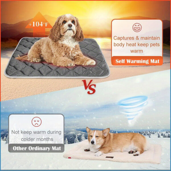 Cat Dog Non-Slip Mat, Extra Warm Thermal Pet Pad Self-Heating Cat Mat Warm Thermal Pet Pad Washable Dog Crate Pad Heat Dog Cat Bed Mat Blanket Non-Slip - Image 2