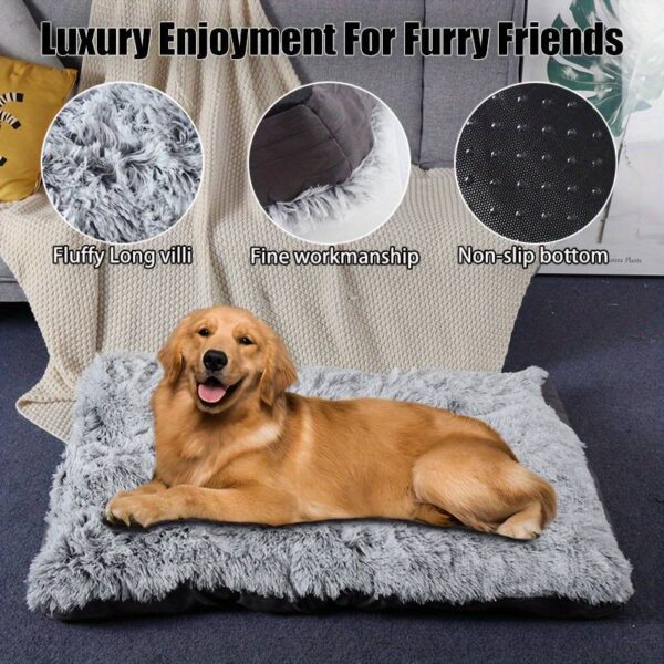 Pet Dog Bed Long Plush Cozy Warm Sleeping Beds Washable Anti-Slip Kennel Mats - Image 8