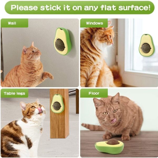 Cute Avocado Catnip Toys Cat Teeth Cleaning Toy Cat Supplies Catnip Mini Cat Treat Toys Interactive Pet Toys Pet Products Pet Avocado Ball Cute Funny Mint Cleaning Teeth Toy For Cat Supplies - Image 2