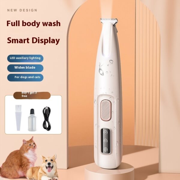 Pets Dog Paw Trimmer With LED Light Fully Waterproof Pet Hair Trimmer With LED Display Dog Clippers For Grooming Widen Blade - Image 9