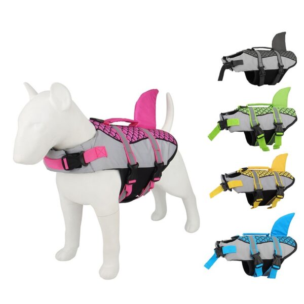 Swim Pet Dog Life Jacket Vest Clothes Life Vest Collar Harness Pets Swimming Summer Swimwear Scales Shark Pet Products - Image 2