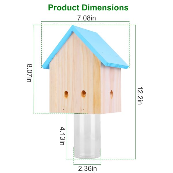 Wood Carpenter Bee Trap Outdoor Natural Pine Wood Outdoor Hanging Wooden Bee Trap For Outside Patio Deck Eave Fence - Image 7