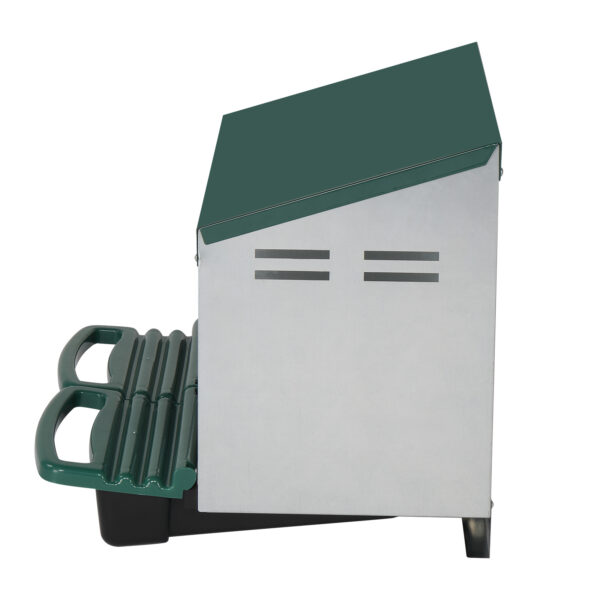 2 Compartments 54x52x47cm Pitched Roof House Iron-plastic Green Chicken Feeding Trough - Image 7