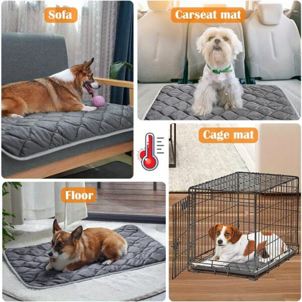 Cat Dog Non-Slip Mat, Extra Warm Thermal Pet Pad Self-Heating Cat Mat Warm Thermal Pet Pad Washable Dog Crate Pad Heat Dog Cat Bed Mat Blanket Non-Slip - Image 3