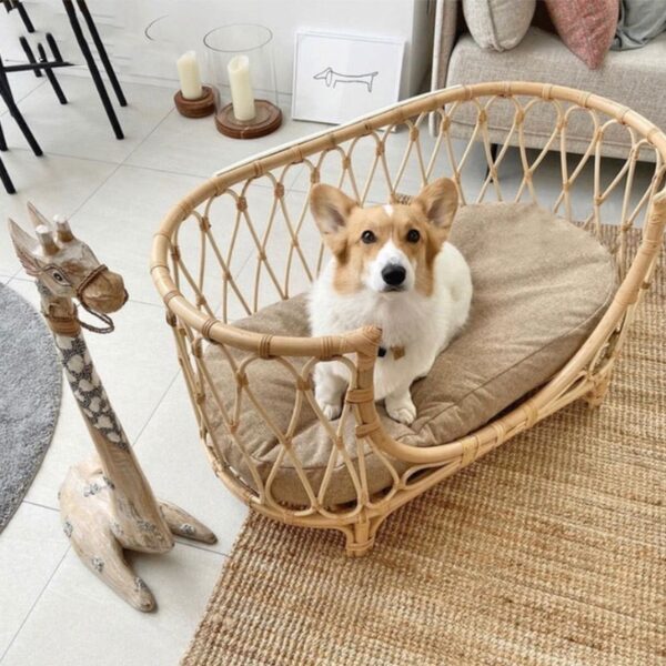 Pet Bed Handmade Rattan Woven Pet Bed Sofa For Dogs - Image 2