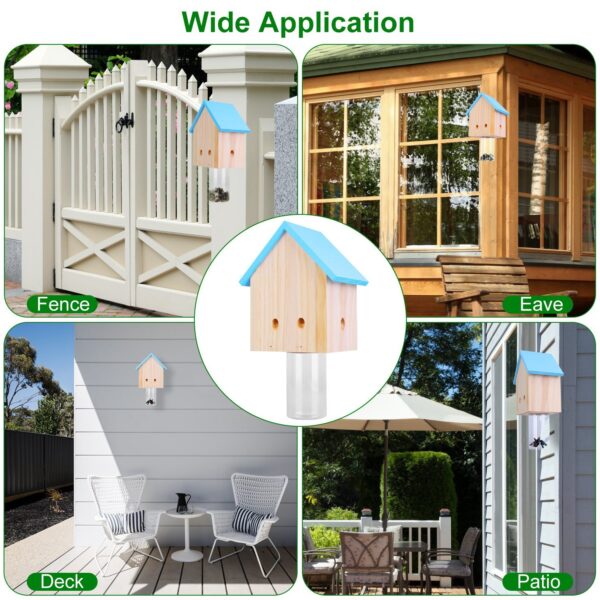 Wood Carpenter Bee Trap Outdoor Natural Pine Wood Outdoor Hanging Wooden Bee Trap For Outside Patio Deck Eave Fence - Image 6