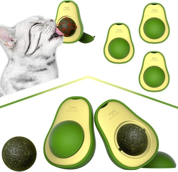 Cute Avocado Catnip Toys Cat Teeth Cleaning Toy Cat Supplies Catnip Mini Cat Treat Toys Interactive Pet Toys Pet Products Pet Avocado Ball Cute Funny Mint Cleaning Teeth Toy For Cat Supplies - Image 5