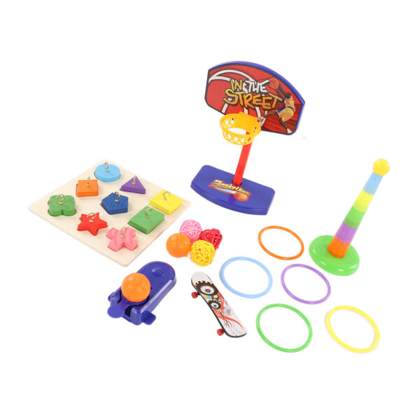 Parrot Bird Toys Set Colorful Basketball Skateboard Relieve Anxiety Puzzle Stacking Sepak Takraw Bird Toy - Image 5