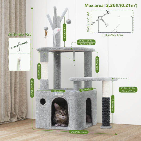 44 Inch Cat Climbing Frame Light Gray - Image 4