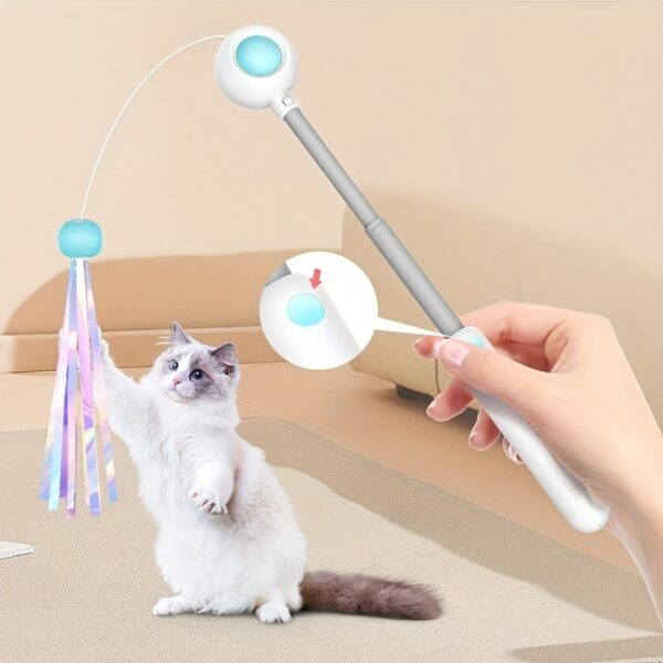 Cat Teaser Stick, Retractable Cat Wand With Replacement Head, Cat Feather Toy, Cat Interactive Toy For Indoor Cats For Relief Boredom And Exercise - Image 7