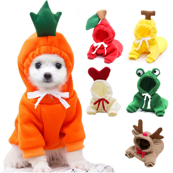 Cute Fruit Dog Clothes For Small Dogs Hoodies Winter Warm Fleece Pet Clothing Puppy Cat Costume Coat For French Chihuahua Outfit - Image 4