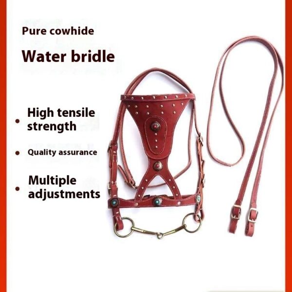 Horse Halter Pure Cowhide Equipment Dragon Cover Metal Buckle Elegant - Image 6
