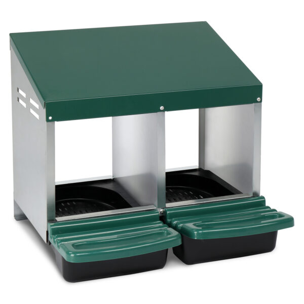 2 Compartments 54x52x47cm Pitched Roof House Iron-plastic Green Chicken Feeding Trough - Image 10