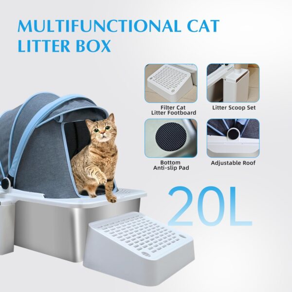 Cloth Cover Type Cat Litter Box,fully Enclosed, Anti-splash, Easy To Clean, Extra Large Widened And Thickened Pet Stainless Steel Cat Litter Box - Image 4