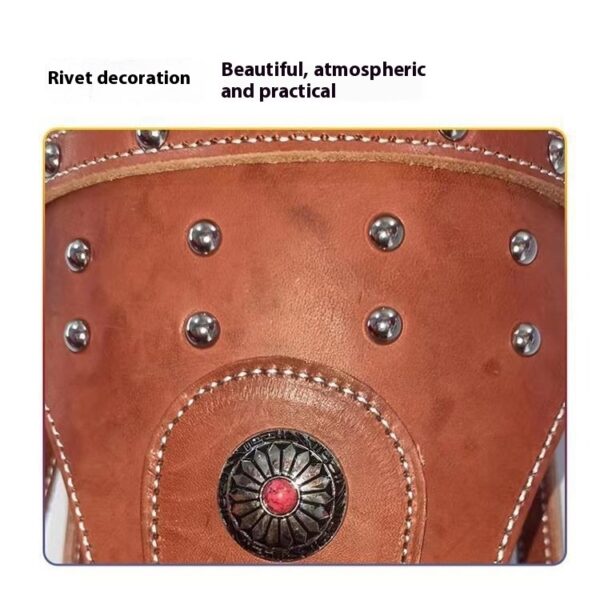 Horse Halter Pure Cowhide Equipment Dragon Cover Metal Buckle Elegant - Image 4