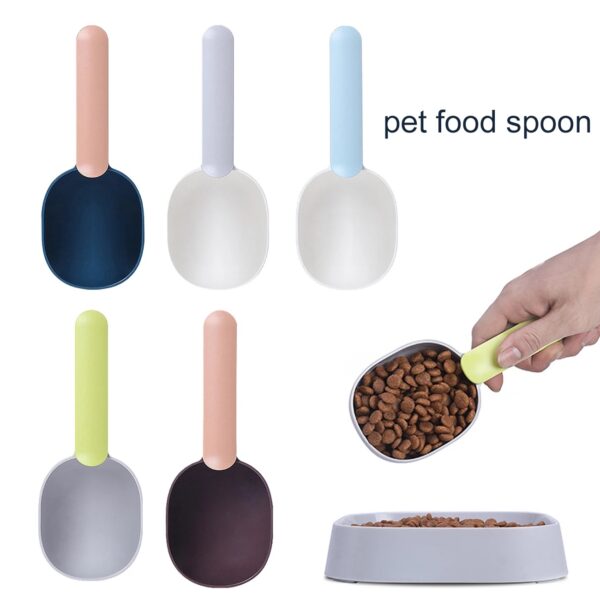 Pet Food Scoop With Ergonomic Bag Clip Handle For Cats Puppies And Small Dogs Measuring Scoop Dog Food Scoop, Plastic Measuring Cup Pet Food Feeding 1 Cup Spoon Long Handle With Clip For Dogs Cats - Image 2