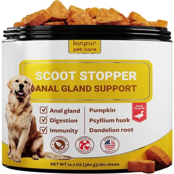 Scoot Stopper Soft Chews Fiber For Dogs Dog Anal Gland And Digestion Support Anal Gland Chews With Pumpkin And Psyllium Husk 180 Chewables For Dog Digestive Health - Image 4